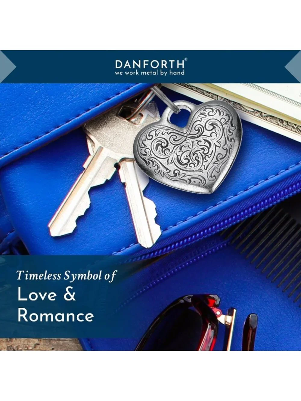 Handcrafted Pewter Heart Keychain | Unique Gift, Stylish Keyring, Made in USA